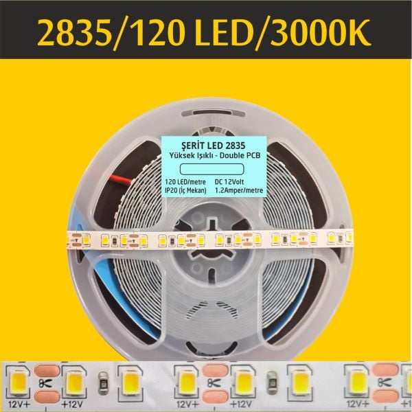 2835 Şerit Led 120 Led Gün Işığı 3000K
