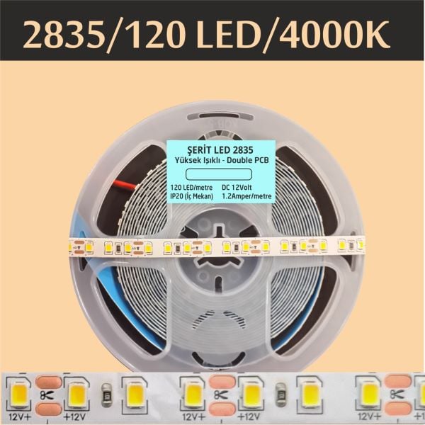 2835 Şerit Led 120 Led 4000K