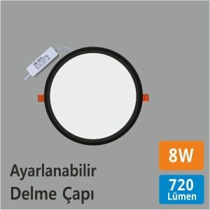 8W Led Panel Spot Siyah