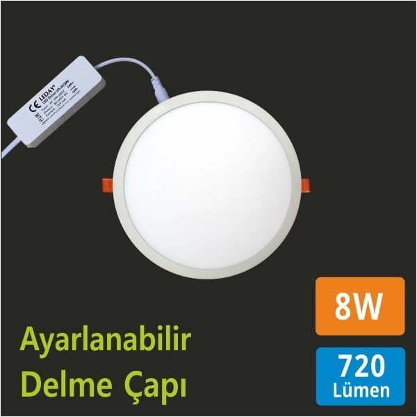 8W Ayarlı Led Panel Spot Günışığı