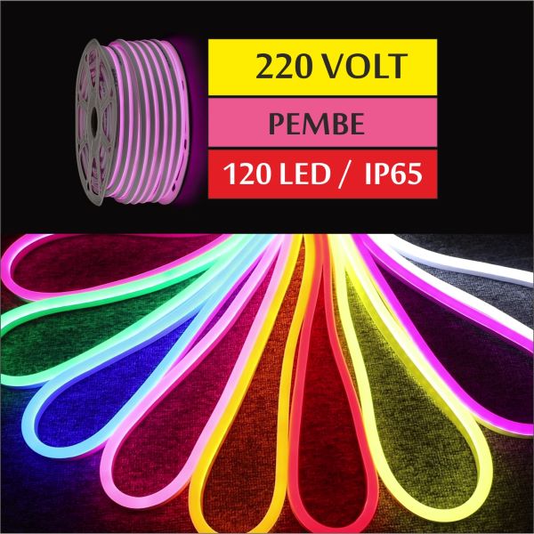 220 Volt Neon Led Pembe 8x16mm