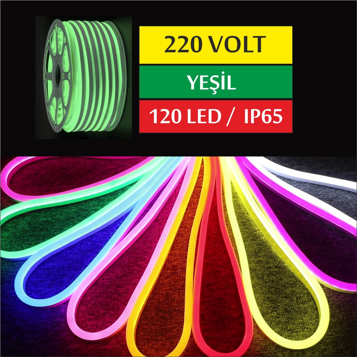 220 Volt Neon Led YEŞİL 7x15 mm