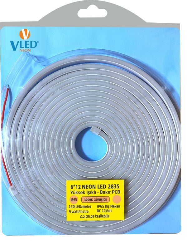 12 Volt Neon Led Günışığı 3000K (5 Metre)