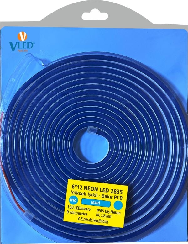12 Volt Neon Led Mavi (5 Metre)