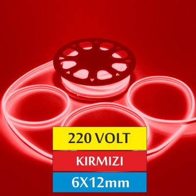 220 Volt Neon Led Kırmızı 6x12mm