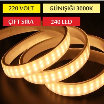 220V Çift Sıra Şerit Led Günışığı 3000K (240 LED)