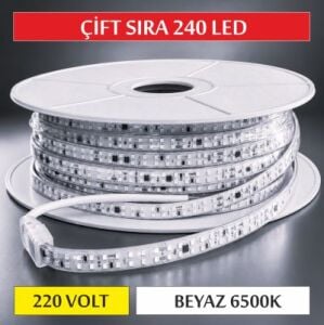 220V Çift Sıra Şerit Beyaz 6500K