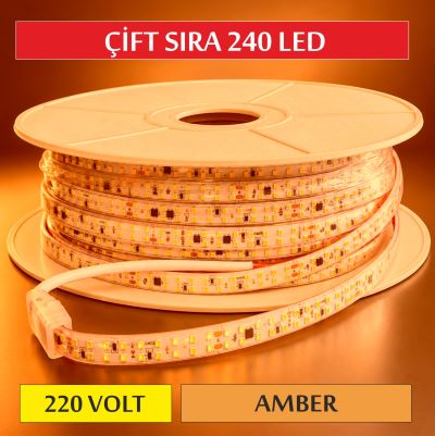 220V Çift Sıra Şerit Amber
