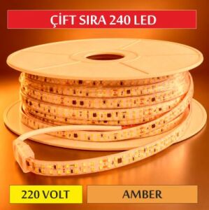 220V Çift Sıra Şerit Amber