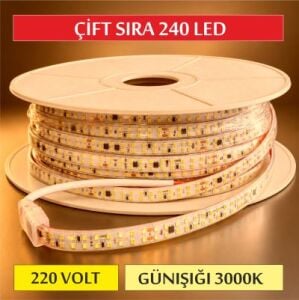 220V Çift Sıra Şerit Günışığı 3000K